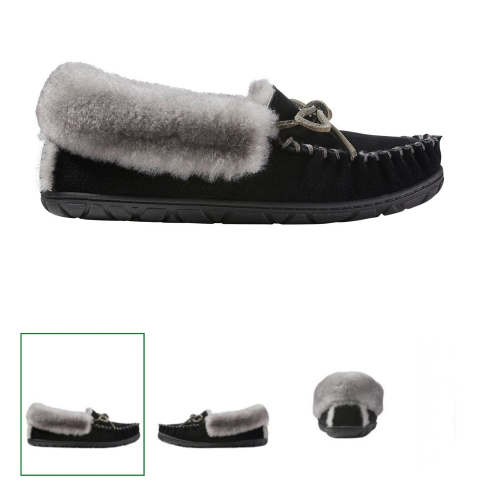New!  L.L. Bean Women's Wicked Good Moccasins gray and black size 8